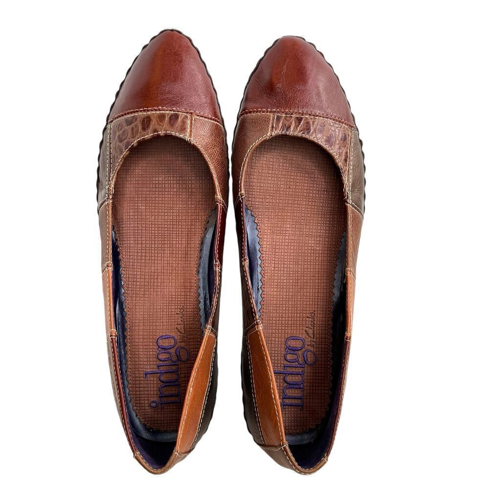 Clarks Women's Mixed Brown Patchwork Leather Flats